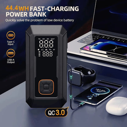 Car Jump Starter with Air Pump 4000A Jump Starter &150PSI Air Compressor, Portable Auto Power Banlk ,Tire Inflator, LED Light