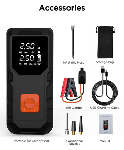 Junsun 450A Car Jump Starter 8000mAh Power Bank Portable Air Compressor 12V Starting Device for Car Battery Emergency Starter