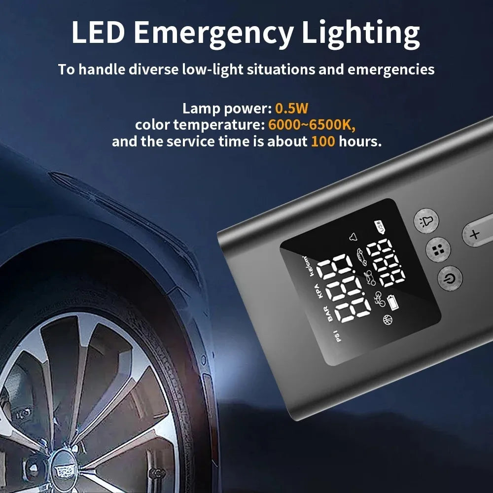 Portable Jump Starter with Air Pump, 3000A Car Jump Starter Boost 150PSI Auto Air Compressor Tire Inflator , LED Light