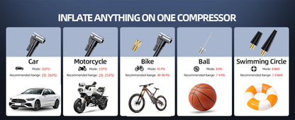 4-IN-1 Car Jump Starter with Air Compressor Peak 5000A Auto Battery Booster 150PSI Air Pump Portable Power Bank Tire Inflator