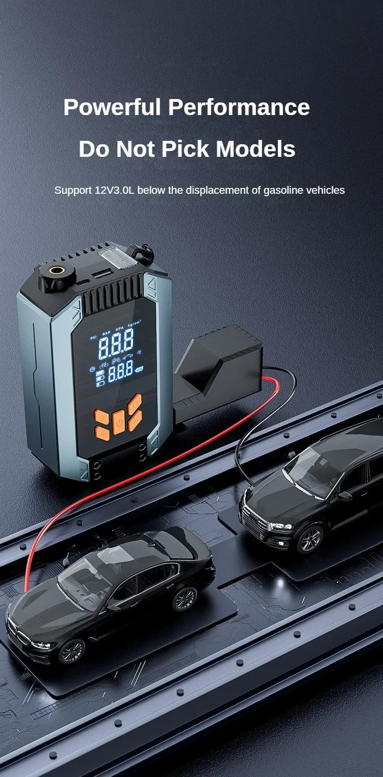 4 In 1 Portable Car Jump Starter & Air Pump 150PSI Air Compressor Power Bank Booster Car Starter Device Auto Tyre Inflator