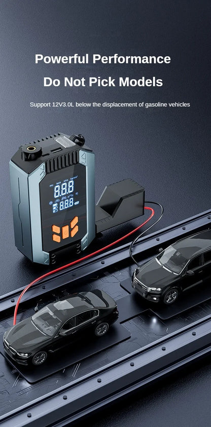 4 In 1 Portable Car Jump Starter & Air Pump 150PSI Air Compressor Power Bank Booster Car Starter Device Auto Tyre Inflator