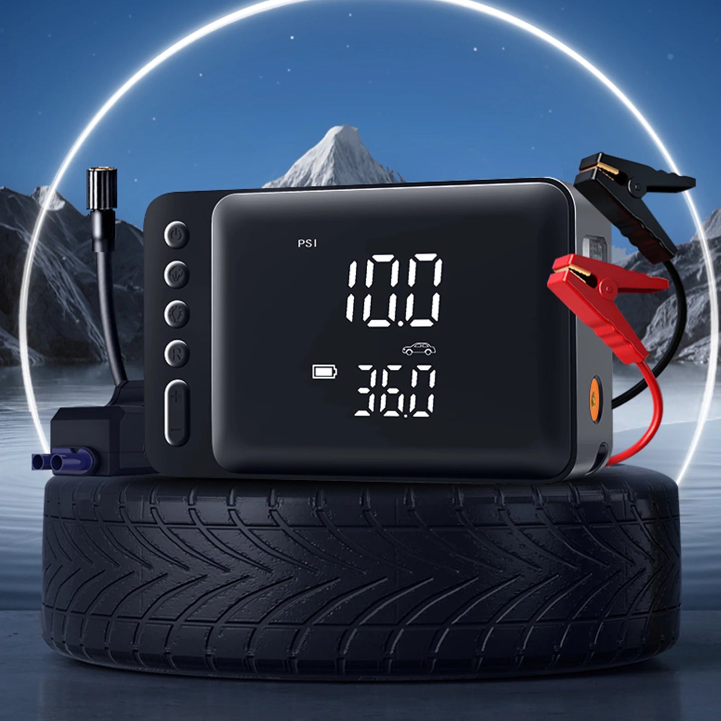 Tire Inflator with Jump Starter Portable Air Compressor Car Battery Jump Starter Electric Air Pump for Cars SUVs & Trucks