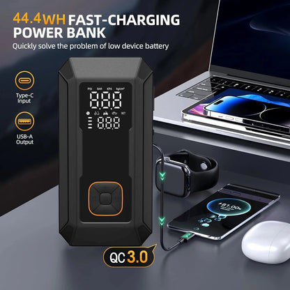 Car Jump Starter with Air Pump 4000A Jump Starter &150PSI Air Compressor, Portable Auto Power Banlk ,Tire Inflator, LED Light