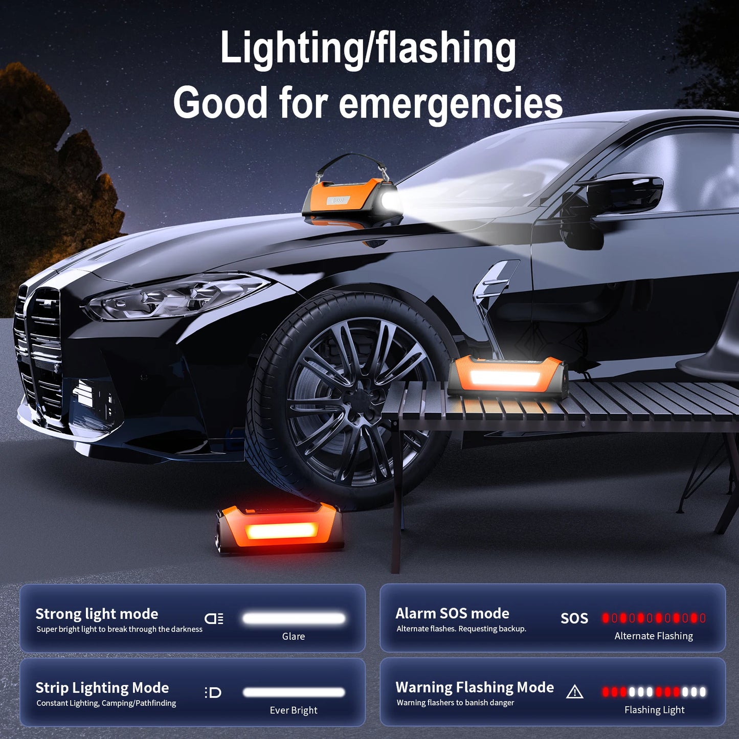 6000A 180psi 5 In1 Car Emergency Battery Pack Light 12v Booster Starting Device Capacitor Compressor Jump Starter With Air Pump