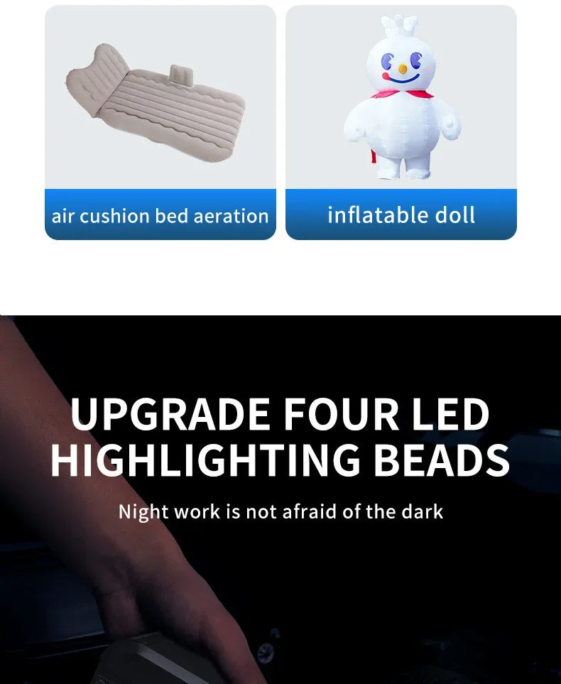 4 In 1 Car Jump Starter Air Pump Power Bank Lighting Portable Air Compressor Cars Battery Starters Starting Auto Tyre Inflator