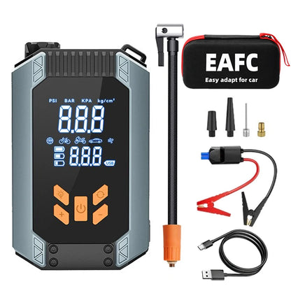 4 In 1 Portable Car Jump Starter & Air Pump 150PSI Air Compressor Power Bank Booster Car Starter Device Auto Tyre Inflator