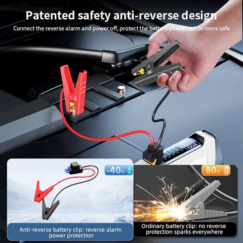 6000A 180psi 5 In1 Car Emergency Battery Pack Light 12v Booster Starting Device Capacitor Compressor Jump Starter With Air Pump