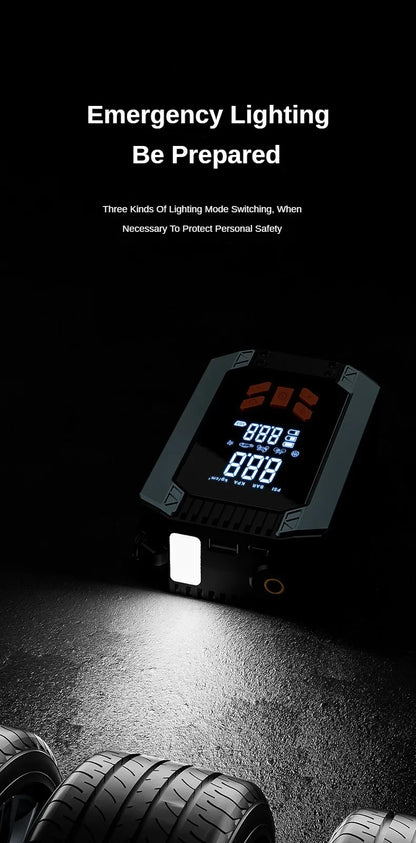 4 In 1 Portable Car Jump Starter & Air Pump 150PSI Air Compressor Power Bank Booster Car Starter Device Auto Tyre Inflator