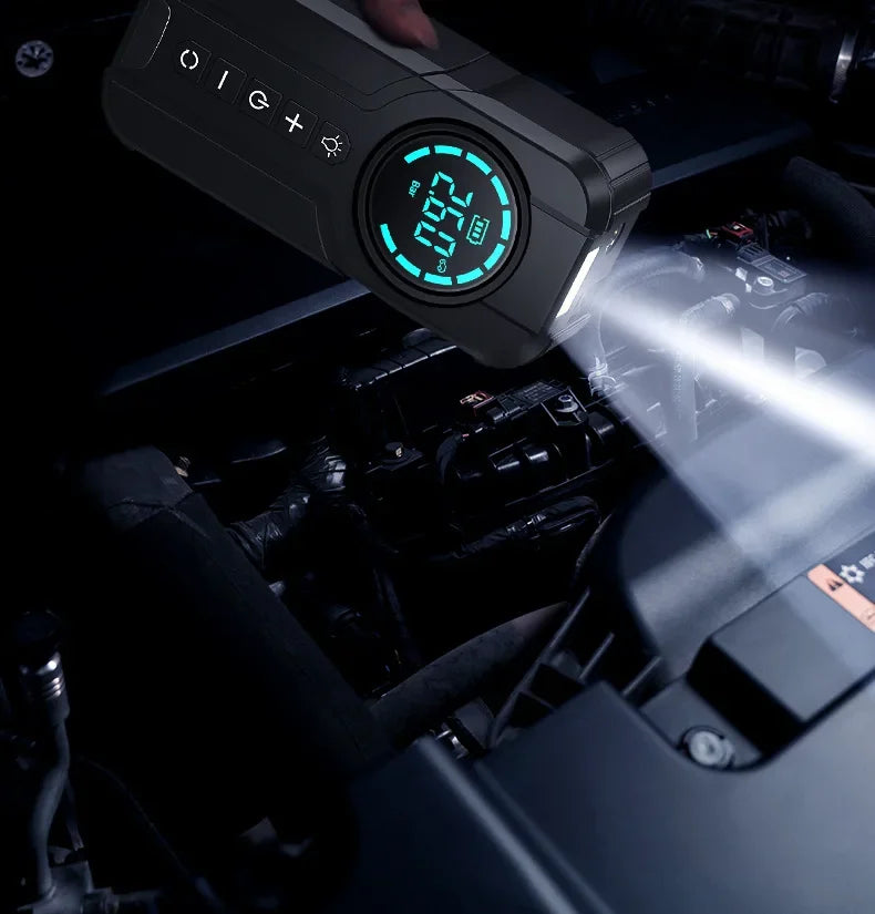 4 In 1 Car Jump Starter Air Pump Power Bank Lighting Portable Air Compressor Cars Battery Starters Starting Auto Tyre Inflator