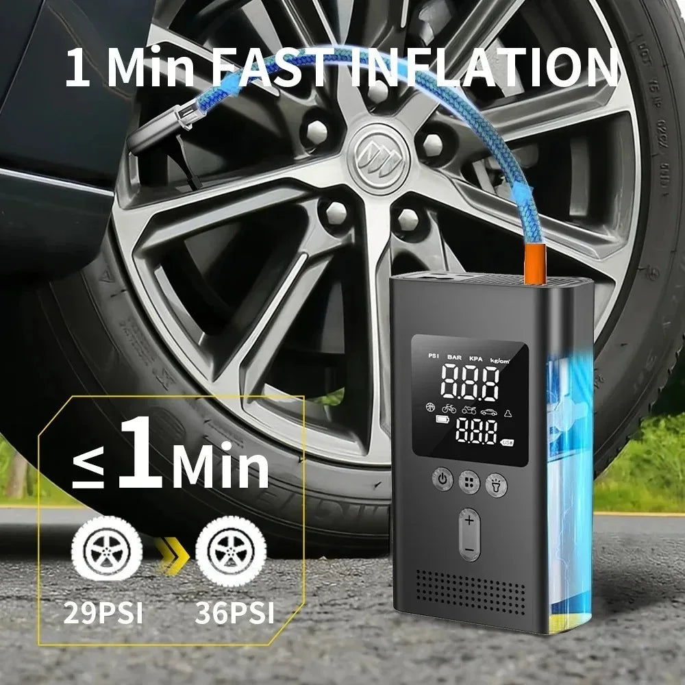 Portable Jump Starter with Air Pump, 3000A Car Jump Starter Boost 150PSI Auto Air Compressor Tire Inflator , LED Light