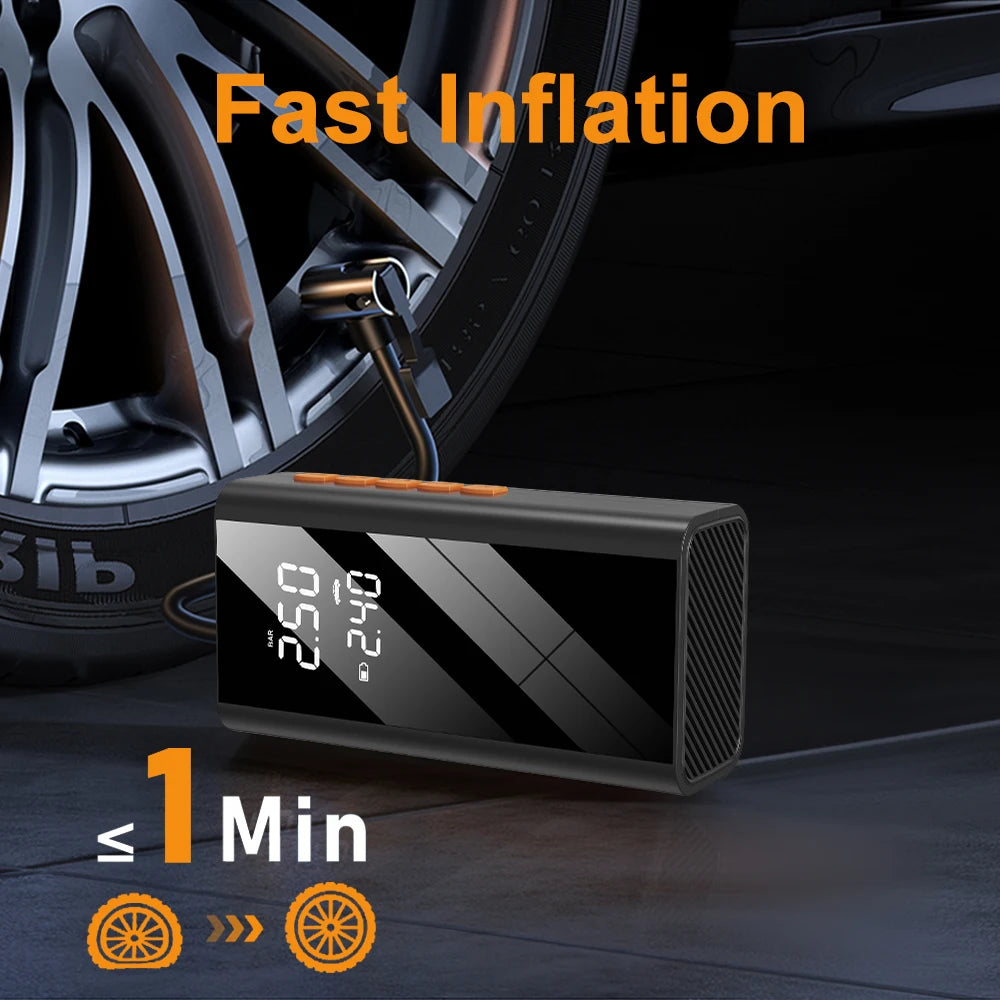 4 In 1 Car Jump Starter Power Bank 1200A 150PSI Auto Air Compressor Wireless Tire Pump Car Battery Booster Starting Device