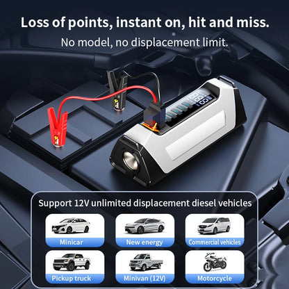 6000A 180psi 5 In1 Car Emergency Battery Pack Light 12v Booster Starting Device Capacitor Compressor Jump Starter With Air Pump