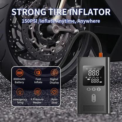 Portable Jump Starter with Air Pump, 3000A Car Jump Starter Boost 150PSI Auto Air Compressor Tire Inflator , LED Light