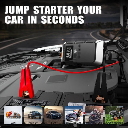 Car Jump Starter with Air Pump 3000A Peak Starter Box 150PSI Digital Tire Inflator Car Battery Jump Starter With Air Compressor