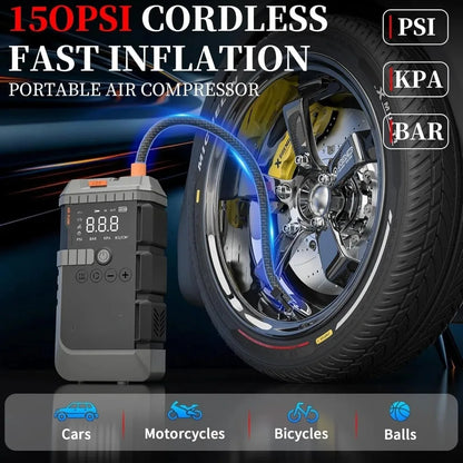 Car Jump Starter with Air Pump 3000A Peak Starter Box 150PSI Digital Tire Inflator Car Battery Jump Starter With Air Compressor