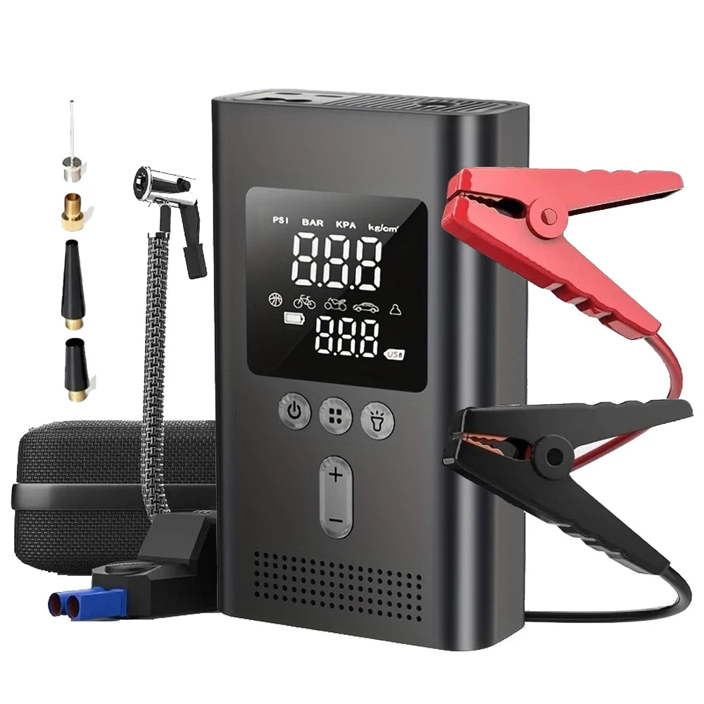 Portable Jump Starter with Air Pump, 3000A Car Jump Starter Boost 150PSI Auto Air Compressor Tire Inflator , LED Light