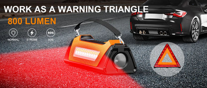 6000A 180psi 5 In1 Car Emergency Battery Pack Light 12v Booster Starting Device Capacitor Compressor Jump Starter With Air Pump