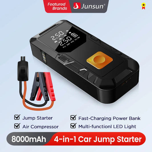 Junsun 450A Car Jump Starter 8000mAh Power Bank Portable Air Compressor 12V Starting Device for Car Battery Emergency Starter