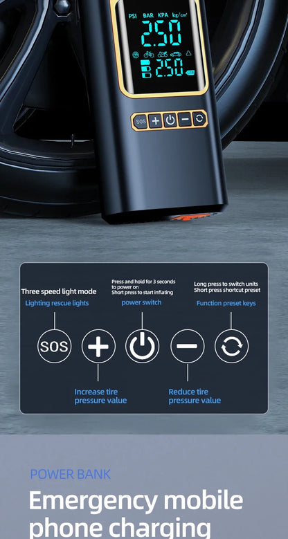 4 In 1 Car Jump Starter Multi-Function Air Compressor Power Bank 150psi Portable Charger Car Battery Starter For 12V Cars