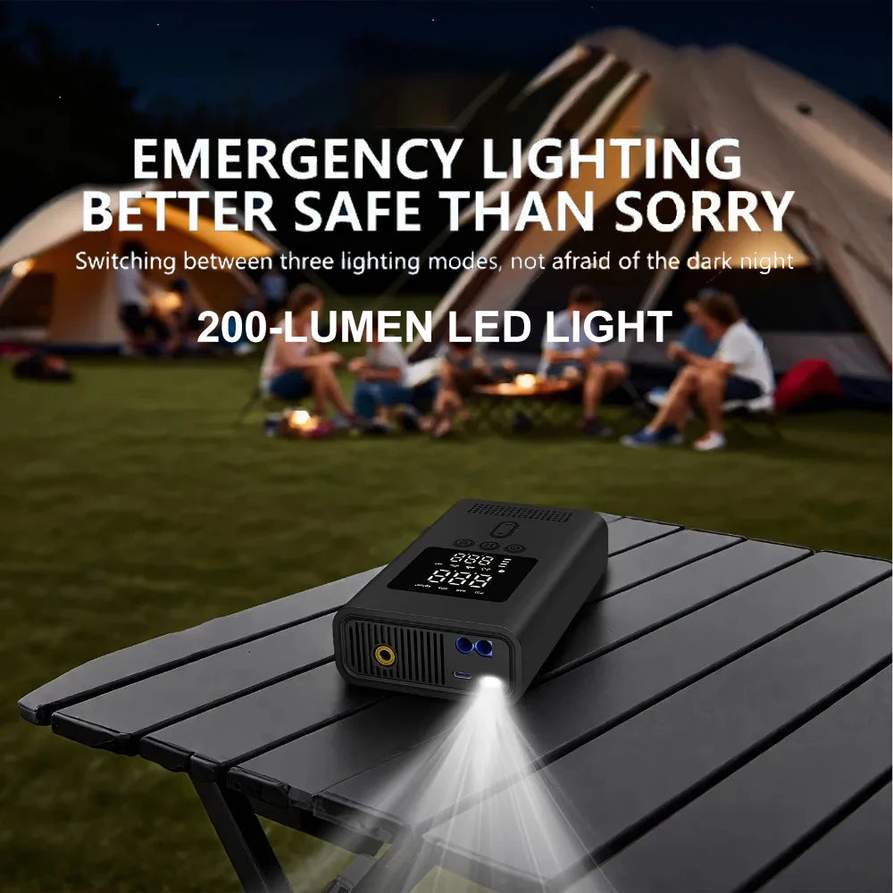 Portable Jump Starter with Air Pump, 3000A Car Jump Starter Boost 150PSI Auto Air Compressor Tire Inflator , LED Light