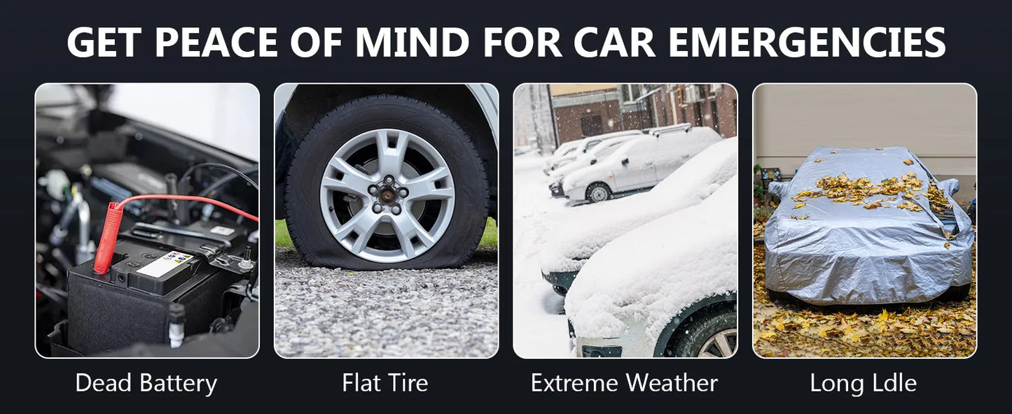 6000A 180psi 5 In1 Car Emergency Battery Pack Light 12v Booster Starting Device Capacitor Compressor Jump Starter With Air Pump