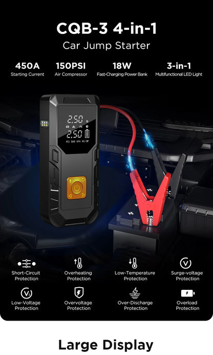 Junsun 450A Car Jump Starter 8000mAh Power Bank Portable Air Compressor 12V Starting Device for Car Battery Emergency Starter