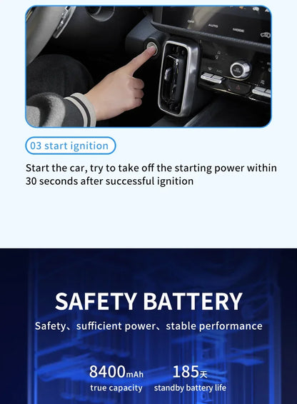 4 In 1 Car Jump Starter Air Pump Power Bank Lighting Portable Air Compressor Cars Battery Starters Starting Auto Tyre Inflator