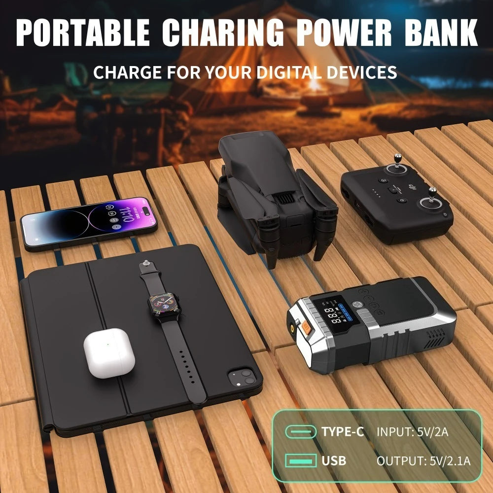 Car Jump Starter with Air Pump 3000A Peak Starter Box 150PSI Digital Tire Inflator Car Battery Jump Starter With Air Compressor