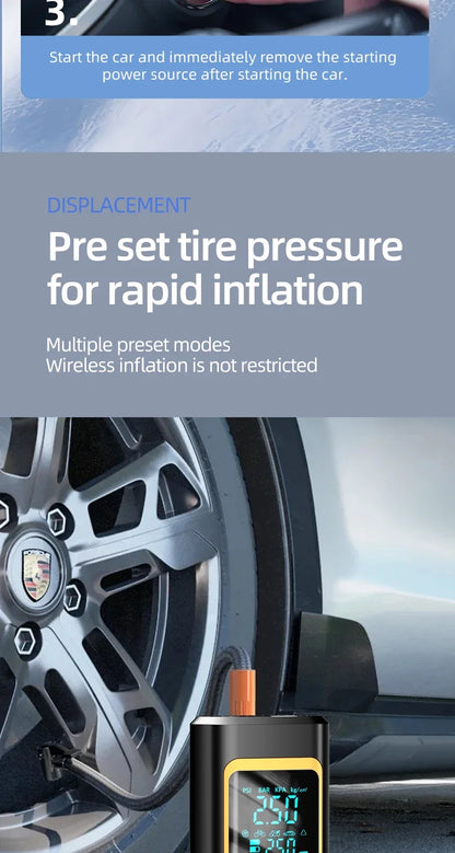 4 In 1 Car Jump Starter Multi-Function Air Compressor Power Bank 150psi Portable Charger Car Battery Starter For 12V Cars