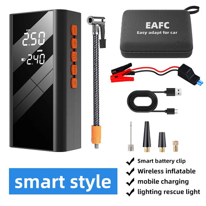 4 In 1 Car Jump Starter Power Bank 1200A 150PSI Auto Air Compressor Wireless Tire Pump Car Battery Booster Starting Device
