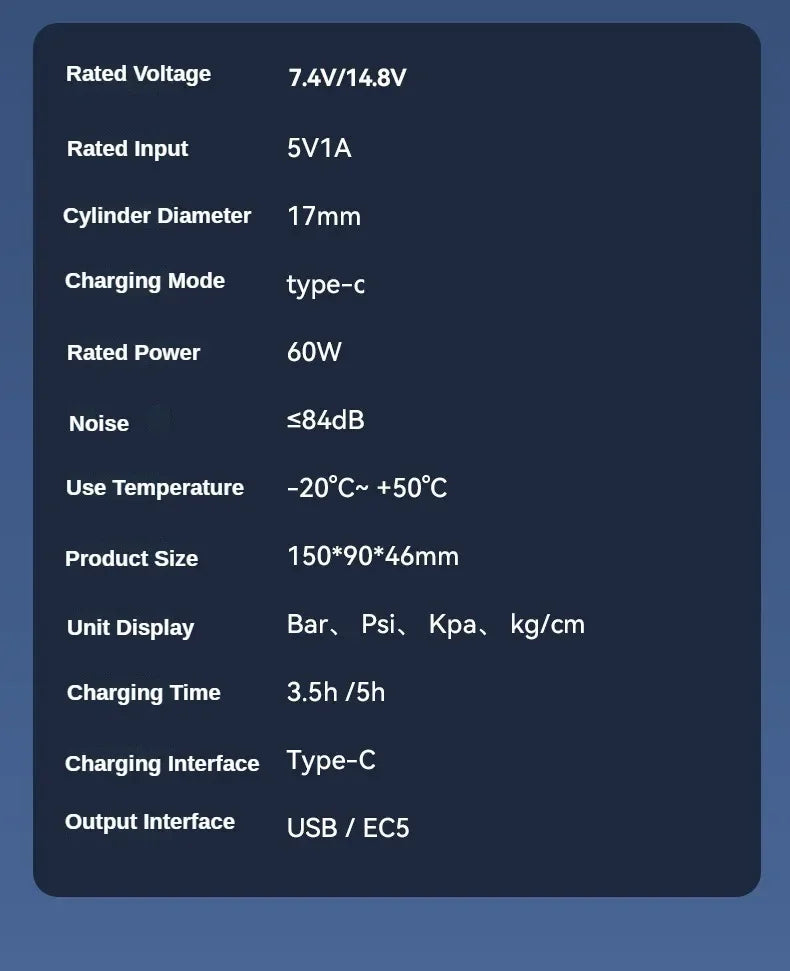 4 In 1 Portable Car Jump Starter & Air Pump 150PSI Air Compressor Power Bank Booster Car Starter Device Auto Tyre Inflator