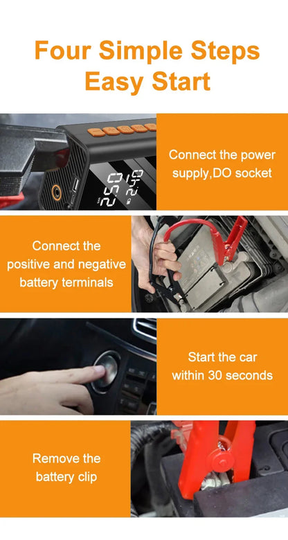 4 In 1 Car Jump Starter Power Bank 1200A 150PSI Auto Air Compressor Wireless Tire Pump Car Battery Booster Starting Device