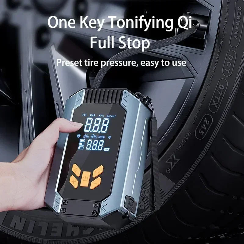 4 In 1 Portable Car Jump Starter & Air Pump 150PSI Air Compressor Power Bank Booster Car Starter Device Auto Tyre Inflator