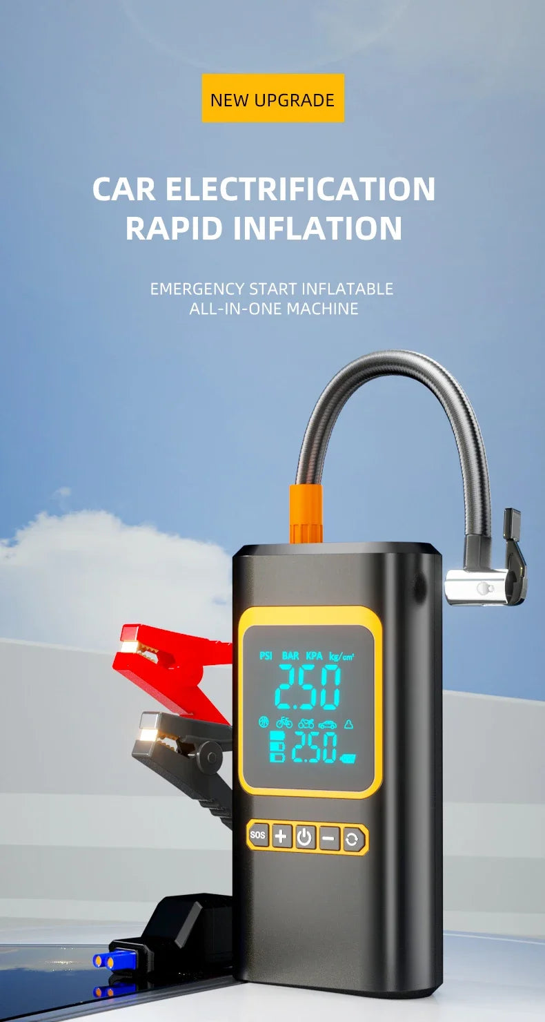 4 In 1 Car Jump Starter Multi-Function Air Compressor Power Bank 150psi Portable Charger Car Battery Starter For 12V Cars